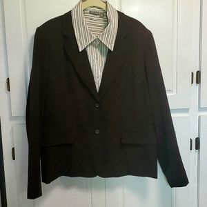 Apt.9 XL  Chocolate brown jacket white & brown striped button down.